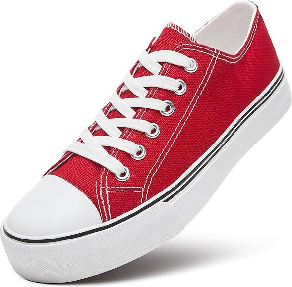ZGR Womens Low Top Canvas Shoes,Lace up Canvas Sneakers,Casual White Tennis Walking Shoes | Amazon (US)