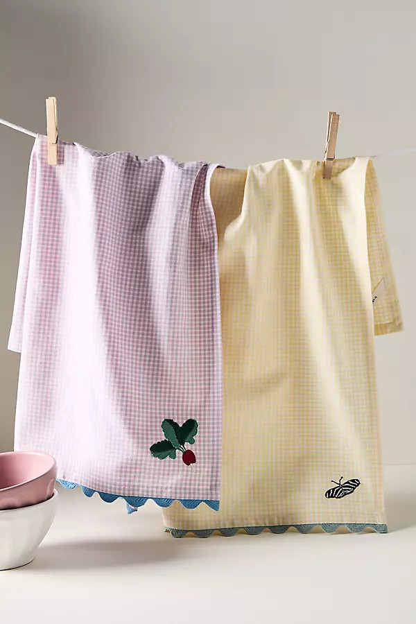 Indira Embroidered Dish Towels, Set of 2 | Anthropologie (US)