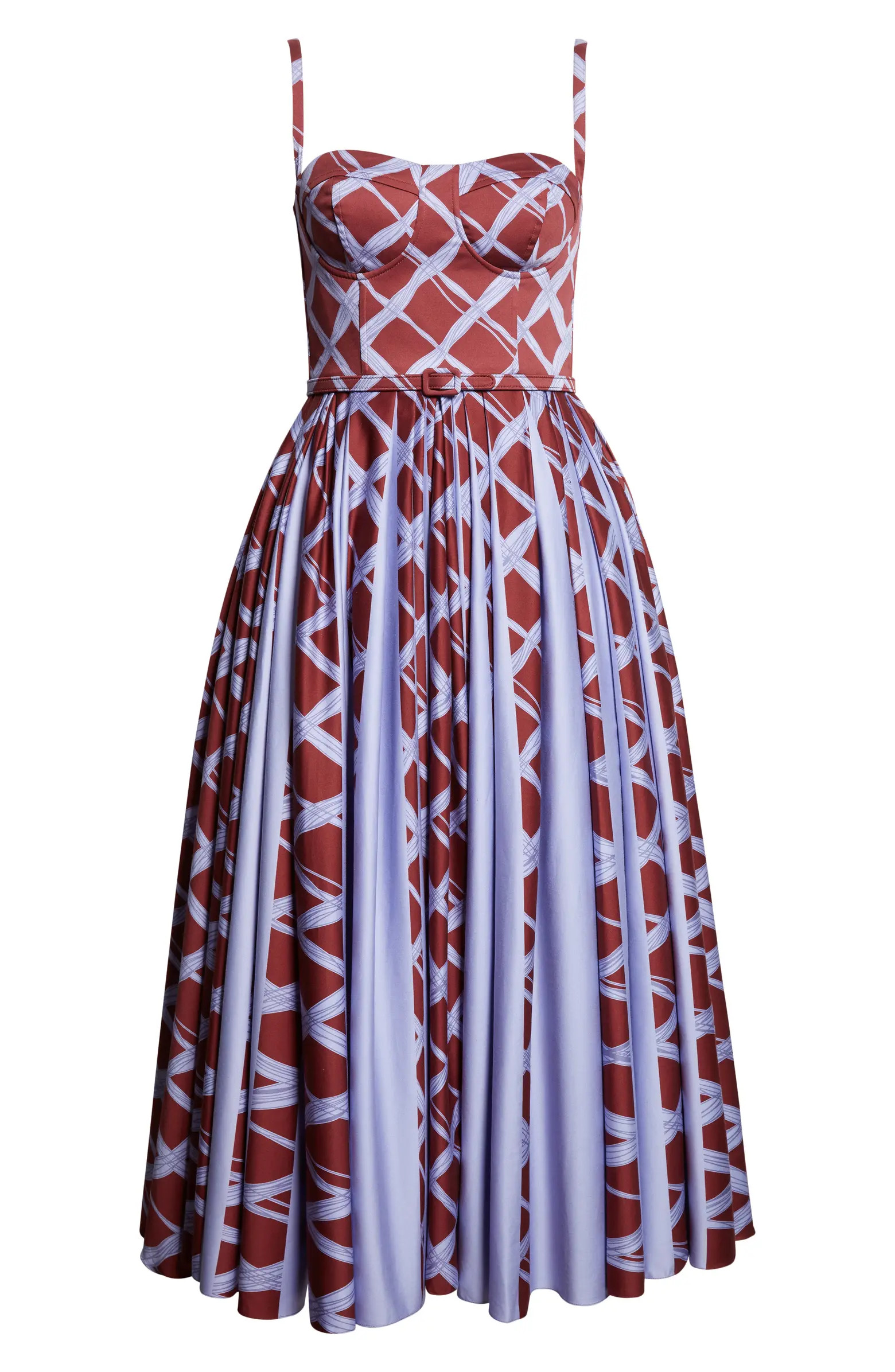 Wavy Plaid Stretch Cotton Bustier Dress | Nordstrom