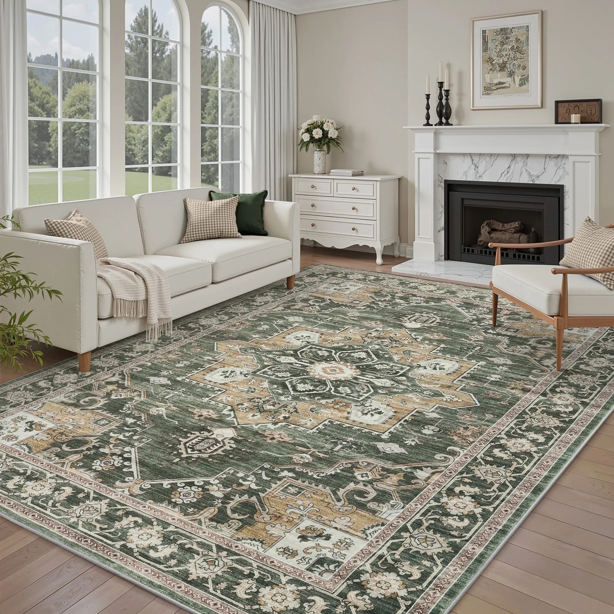 SIXHOME 5'x7' Area Rugs for Living Room Washable Traditional Distressed Carpet Non Slip Soft Retr... | Walmart (US)