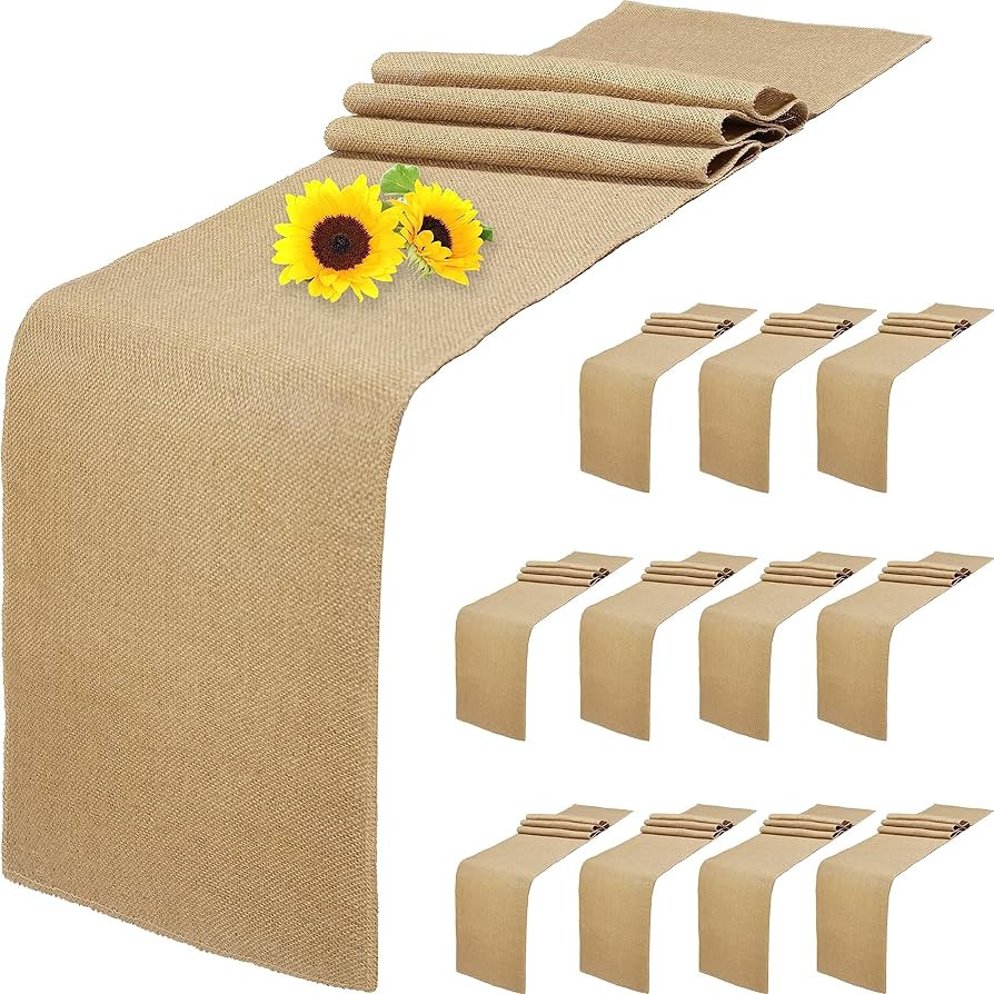 12 Pack Natural Burlap Table Runners,12 x 72 Inch Rustic Jute Table Runner and Placemats Bulk for... | Amazon (US)