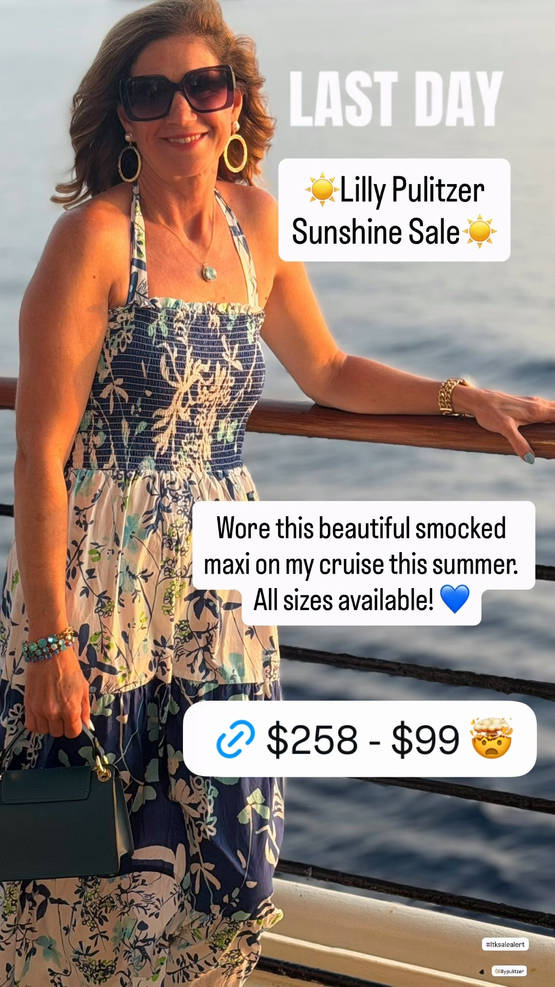 Maxi Dress 

☀️ FINAL DAY of the Lilly Pulitzer Sunshine Sale! ☀️

Starting Day 3 with one of my favorites! 💙 I wore this smocked maxi dress on our cruise and absolutely LOVE it. It’s such an easy vacation dress — comfortable, flattering and perfect for everything from a cruise to a resort dinner.

And this markdown is SO GOOD!

💙 Originally $258
💙 NOW $99
💙 All sizes currently available!
💙 Wearing size XS 

That’s $159 OFF! If you’ve had your eye on this one, today is the day — the Sunshine Sale ends today! ☀️

Shop the dress and the rest of my look below!

#LillyPulitzer #LillyPulitzerStyle #LillyPulitzerSale #SunshineSale #LillyStyle #LillyLover #CruiseStyle #CruiseOutfit #ResortStyle #VacationStyle #MaxiDress #SaleFinds

Lilly Pulitzer Sunshine Sale, Lilly Pulitzer sale, Lilly Pulitzer maxi dress, Lilly Pulitzer smocked dress, Lilly Pulitzer cruise dress, Lilly Pulitzer vacation dress, Lilly Pulitzer resort wear, blue maxi dress, smocked maxi dress, cruise outfit, cruise fashion, cruise dinner outfit, resort dress, vacation outfit, beach vacation dress, tropical vacation outfit, summer maxi dress, Lilly Pulitzer sale finds, Sunshine Sale finds, vacationsoutfitbeach,

#LTKSaleAlert #LTKOver40 #LTKSeasonal