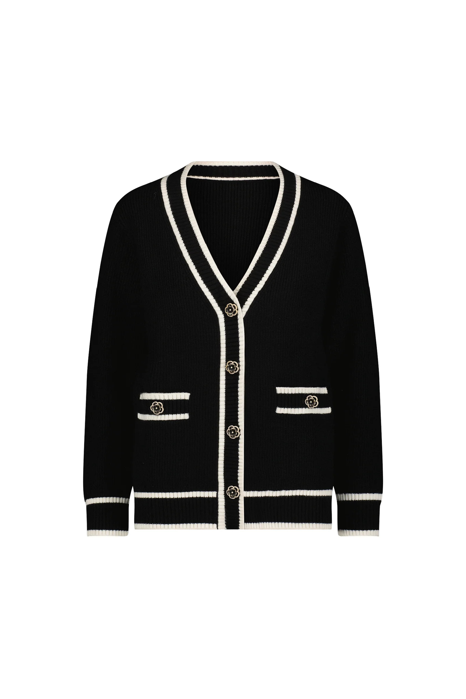 Devin Rose Contrast Cardigan - Black | The Noli Shop