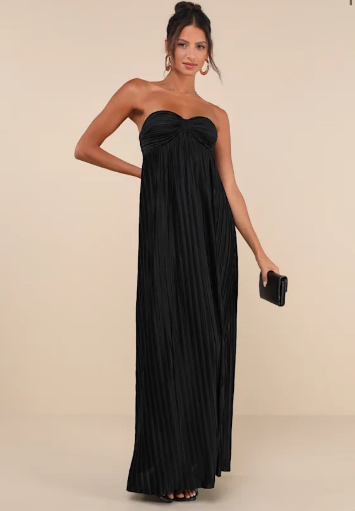 Whimsical Beauty Golden Black Satin Plisse Strapless Maxi Dress

#LTKWedding #LTKParties #LTKSeasonal