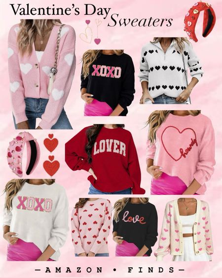 Amazon Finds: Valentine's Day Sweaters💕✨ Stay cozy + cute this February! Order these now so they arrive in time for Valentine’s Day! 🛍️

Valentine's Day, Sweaters, Valentine, Galentine, Galentine's, Valentine’s Day Sweaters, Valentine’s Day Outfit, Cute Valentine Outfit, Cozy Valentine Outfit, Valentines Outfit, Red Sweater, Pink Sweater, Cardigan, Heart Cardigan, Heart Sweater, February, Valentine’s Day Hair Style, Valentine’s Day Headband, Heart Headband, Valentine’s Day Earrings, Heart Earrings, Pink Cardigan, Lover Sweater, Taylor Swift, Howdy Sweater, Nashville, Gift for her, Gifts for wife, Gifts for girlfriend, Gifts for best friend, Lounge Set, Loungewear, Comfy Outfit, Cozy Outfit, Pink Aesthetic, Barbie, Girly, Amazon Finds, Amazon Fashion, Look for Less, Judith March, Designer Inspired, Teacher Outfit, Galentine’s Day Brunch, XOXO, Love 
#amazonfashion #founditonamazon