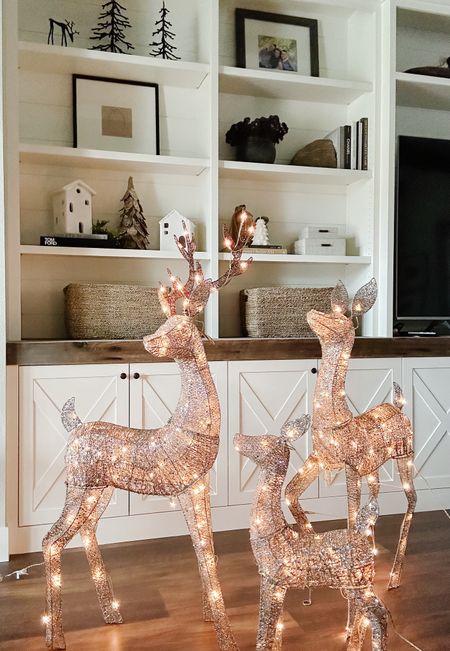 I had multiple requests for affordable light up deer and went to many different stores comparing them.  These definitely checked all the boxes!  The entire set is only $89 and the gold color is absolutely gorgeous!  They were a bit of a pain to put together and shed glitter everywhere, but they were so worth it!  I can’t wait to use them in our front yard as part of our holiday decorations.

#LTKfindsunder100 #LTKhome #LTKHoliday