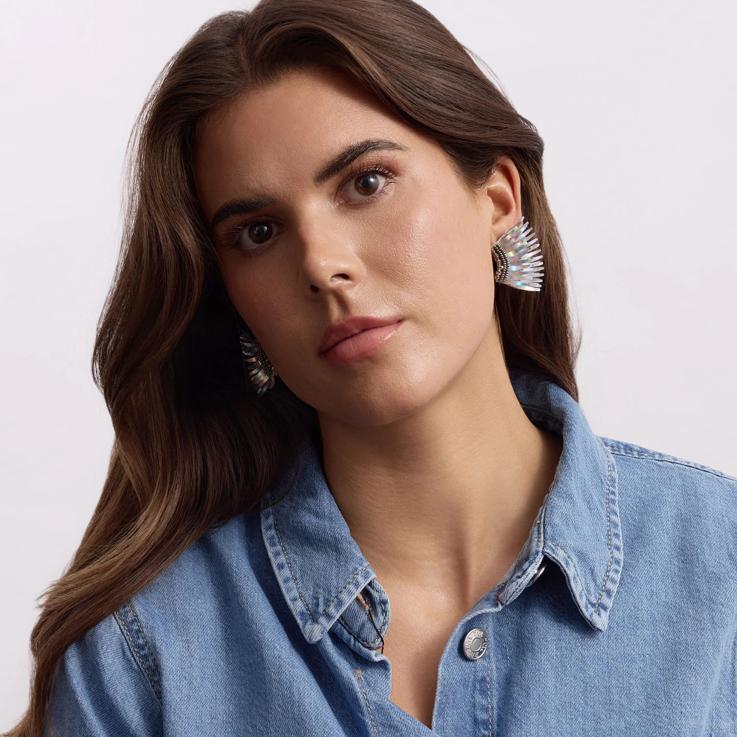 Madeline Earrings Iridescent Silver | Mignonne Gavigan