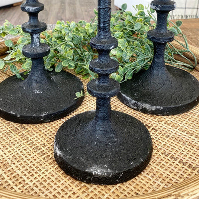Black Textured Candlestick (Three Sizes to Choose From) | Interior Delights