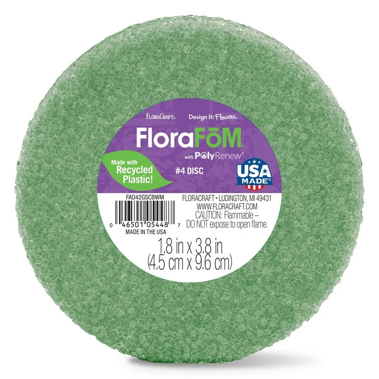 FloraCraft FloraFōM Disc 1.8 inch x 3.8 inch Green Floral Arranging Supply - Walmart.com | Walmart (US)