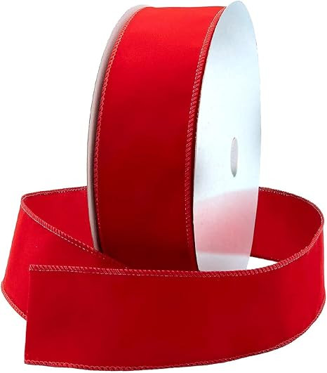 Red Wire Ribbon Velvet 2.5 (2 1/2) Inch Wide Wired-Edge Trim - Valentines Day Gift Wrapping Bow, ... | Amazon (US)