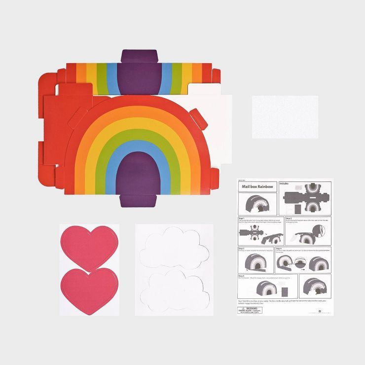 30pc Valentine's Day Rainbow Mailbox Paper Craft Kit - Spritz™ | Target