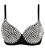 Alivila.Y Fashion Metallic Spike Punk Goth Bra Clubwear-Silver-M | Amazon (US)