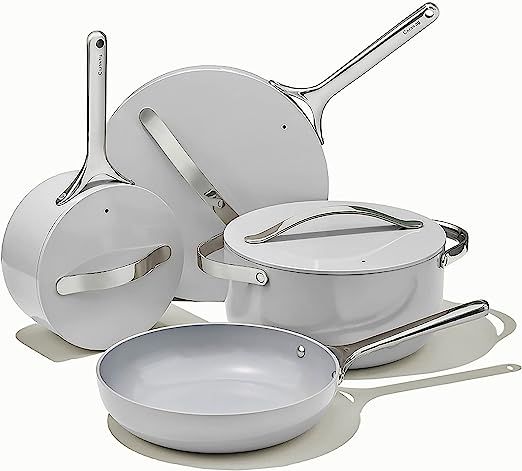 Caraway Nonstick Ceramic Cookware Set (12 Piece) Pots, Pans, Lids and Kitchen Storage - Non Toxic... | Amazon (US)