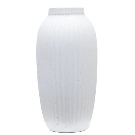 Better Homes & Gardens Indoor Speckled Ribbed Ceramic Vase, 16", White | Walmart (US)