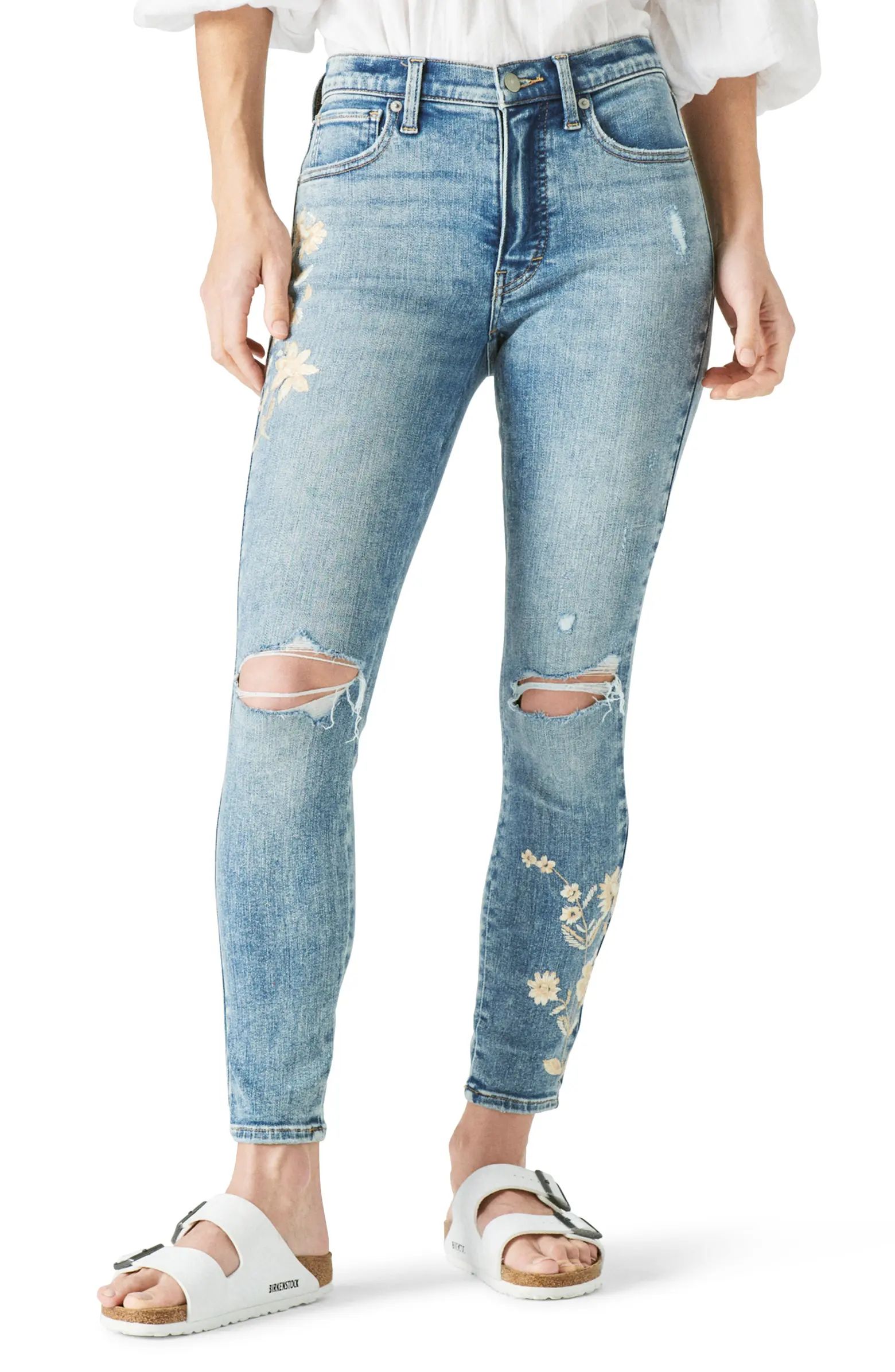 Bridgette Ripped Embroidered Skinny Jeans | Nordstrom