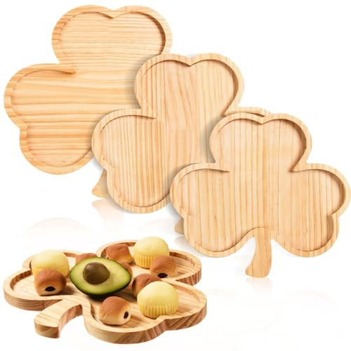 AWIZOM 3 Pcs St. Patrick's Day Serving Trays Wooden Shamrock Platters Pine Wood Clover Charcuterie Boards Wood Snack Dish Plates for Irish Holiday St. Patrick's Day Party Supplies Decorations,3 Sizes | Amazon (US)