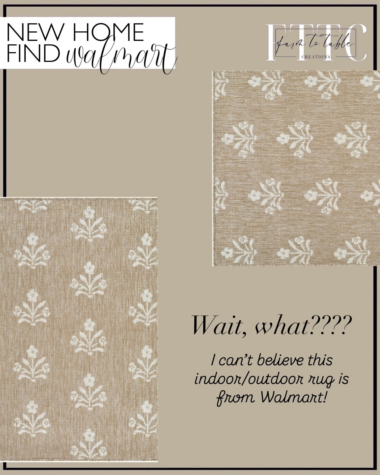 Neutral Indoor Outdoor Rug from Walmart

Follow @farmtotablecreations on Instagram for daily home finds & styling ideas.

This one stopped me in my tracks. I honestly can’t believe this neutral indoor/outdoor rug is from Walmart — the pattern, texture, and color look so much higher-end. It’s perfect for layering in entryways, kitchens, patios, or any high-traffic space where you still want a warm, collected look. A great option if you love durable rugs that don’t sacrifice style.

#walmartfinds #neutralrug #indooroutdoorrug #arearug #entrywayrug #kitchendecor #patiorug #homedecor #homefinds

#LTKFindsUnder50 #LTKSeasonal #LTKHome