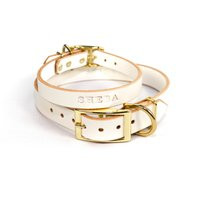 Personalized White Leather Dog Collar, Brass/Gold Tone Buckle, With Free Name, Pick Your Font | Etsy (US)