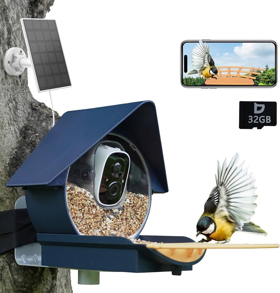 Birdkiss Smart Bird Feeder Camera: AI Identify WiFi Camera with Solar Pannel - Auto Capture Bird ... | Amazon (US)