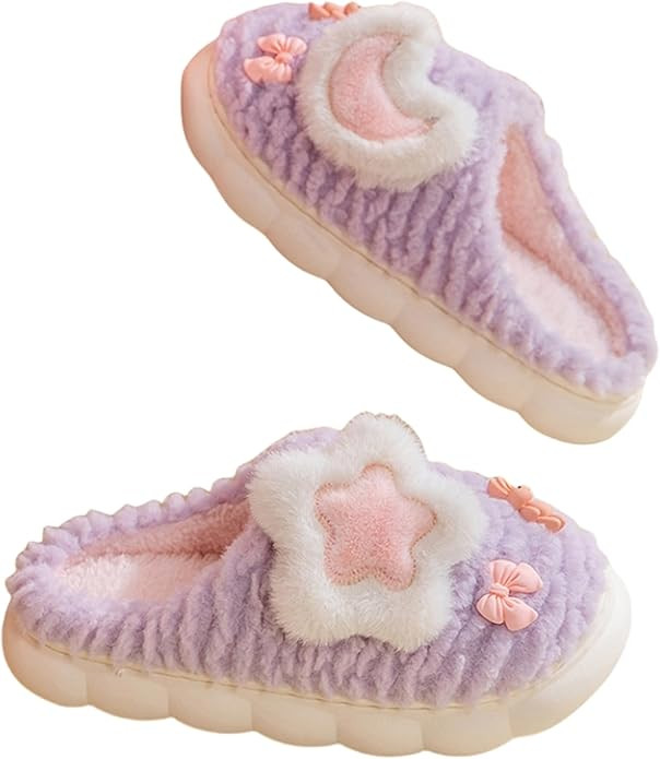 Cute Women's Star Plush Slippers - Warm Indoor & Outdoor Slippers | Amazon (US)