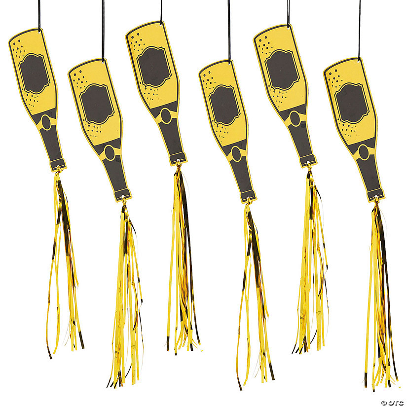 23" New Year’s Eve Champagne Bottle Ceiling Decorations with Tassels - 6 Pc. | Oriental Trading Company