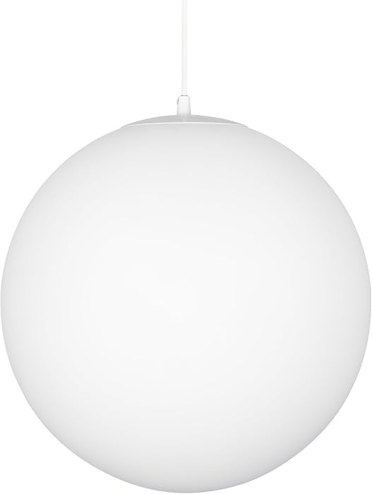 Kira Home Ceres 12" Mid Century Modern Globe Pendant Light, Minimalist White Frosted Glass Orb Ha... | Amazon (US)
