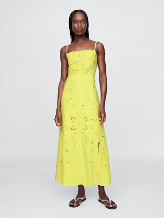 Linen-Blend Embroidered Maxi Dress | Gap (US)