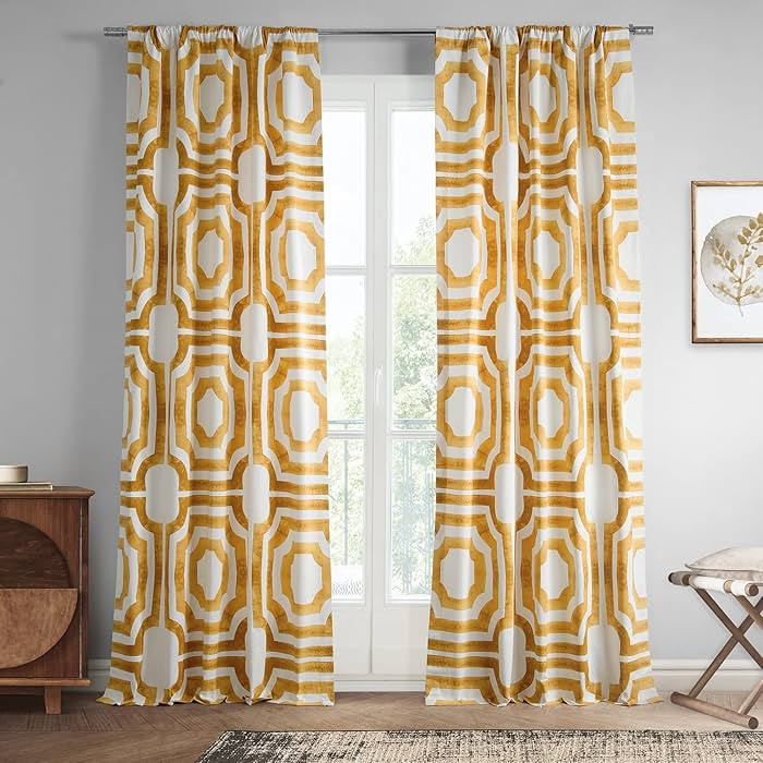 HPD Half Price Drapes Geometric Printed Curtains 108 Inches Long Luxury Cotton Curtains (1 Panel)... | Amazon (US)