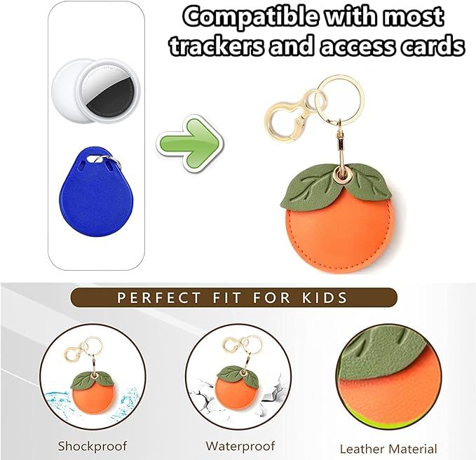Leather Keychain Holder Case Compatible with Apple AirTag, Cute Protective Air Tag Cover with Key... | Amazon (US)