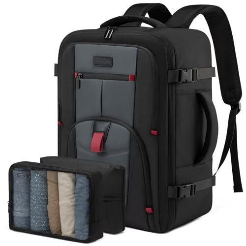 LOVEVOOK Travel Laptop Backpack for Men, 40L Large Carry On Backpack Personal Item Size, Airline Approved Waterproof Bookbag with 2 Packing Cubes Fits 15.6" Laptop | Amazon (US)