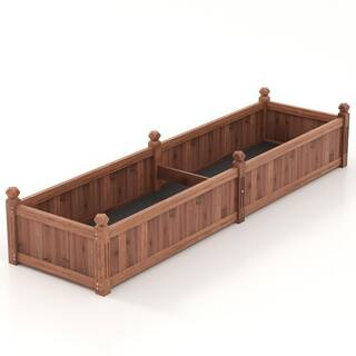 91 in. Fir Wood Outdoor Divisible Planter Box with Corner Drainage and Non-woven Liner for Growin... | The Home Depot
