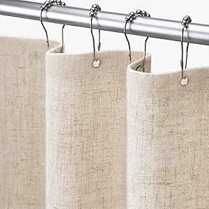 Awellife Linen Shower Curtain Beige Boho Farmhouse Shower Curtains for Bathroom Fabric Cream Clot... | Amazon (US)