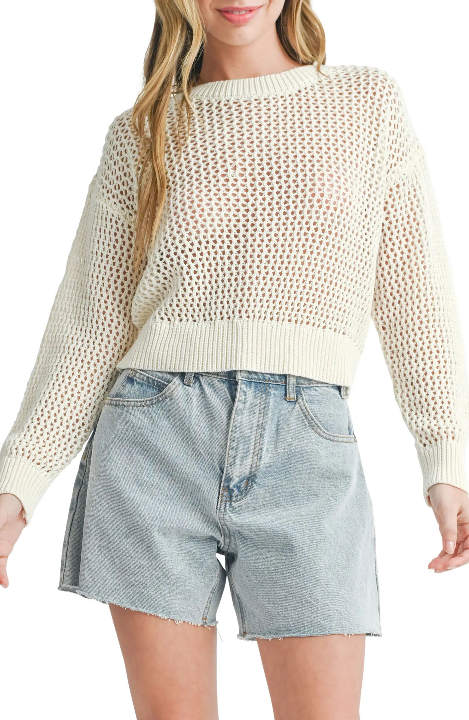 Open Stitch Cotton Sweater | Nordstrom