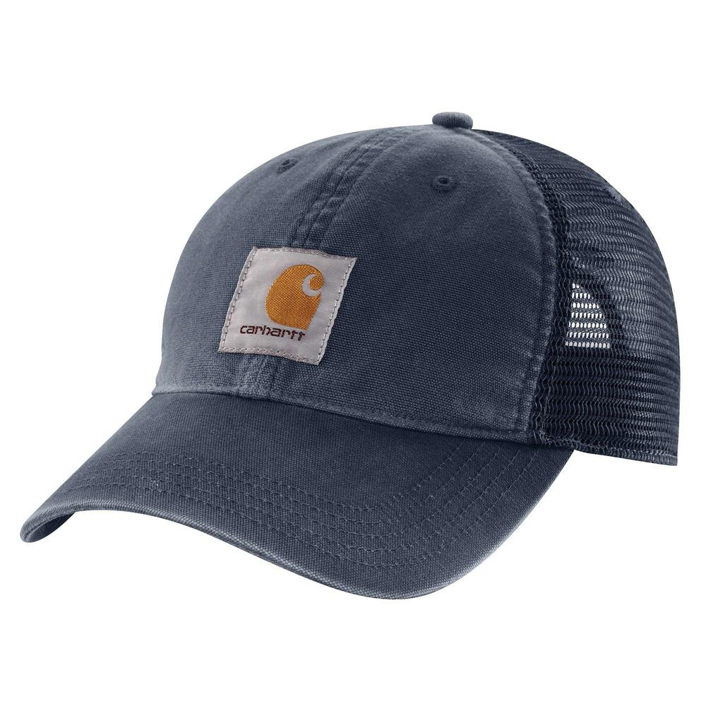 Carhartt Men's OFA Navy Cotton Buffalo Sandstone Meshback Cap Hat Liner, Blue | The Home Depot