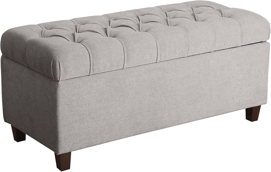 Homepop Home Decor | Tufted Ainsley Button Storage Ottoman Bench with Hinged Lid | Ottoman Bench ... | Amazon (US)
