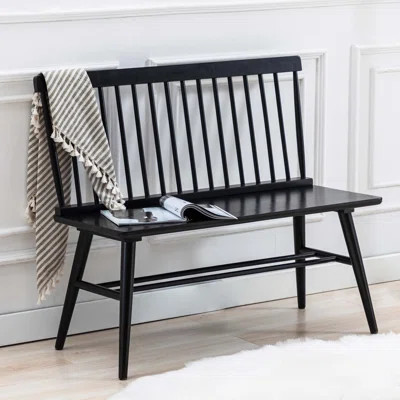 Hadiya 41" wide Solid Color Rubberwood Modern Farmhouse Wood Benche Lovseat with Protective Pad | Wayfair North America
