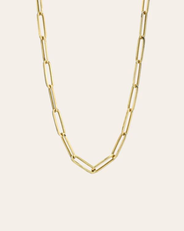 14k Gold Extra Large Paper Clip Chain Necklace | Zoe Lev Jewelry
