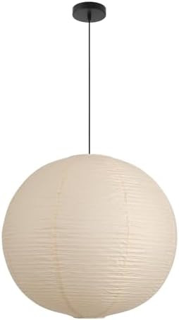 Large Paper Pendant Light with Cord and Canopy, 20in Off-White Rice Paper Hanging Lamp, Japanese ... | Amazon (US)