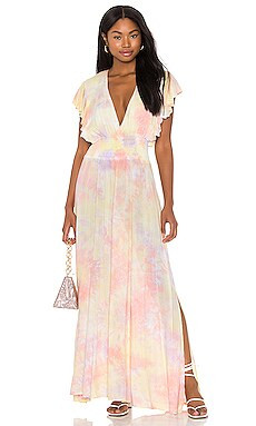 Tiare Hawaii Dahlia Maxi Dress in Salmon Yellow Violet Smoke from Revolve.com | Revolve Clothing (Global)