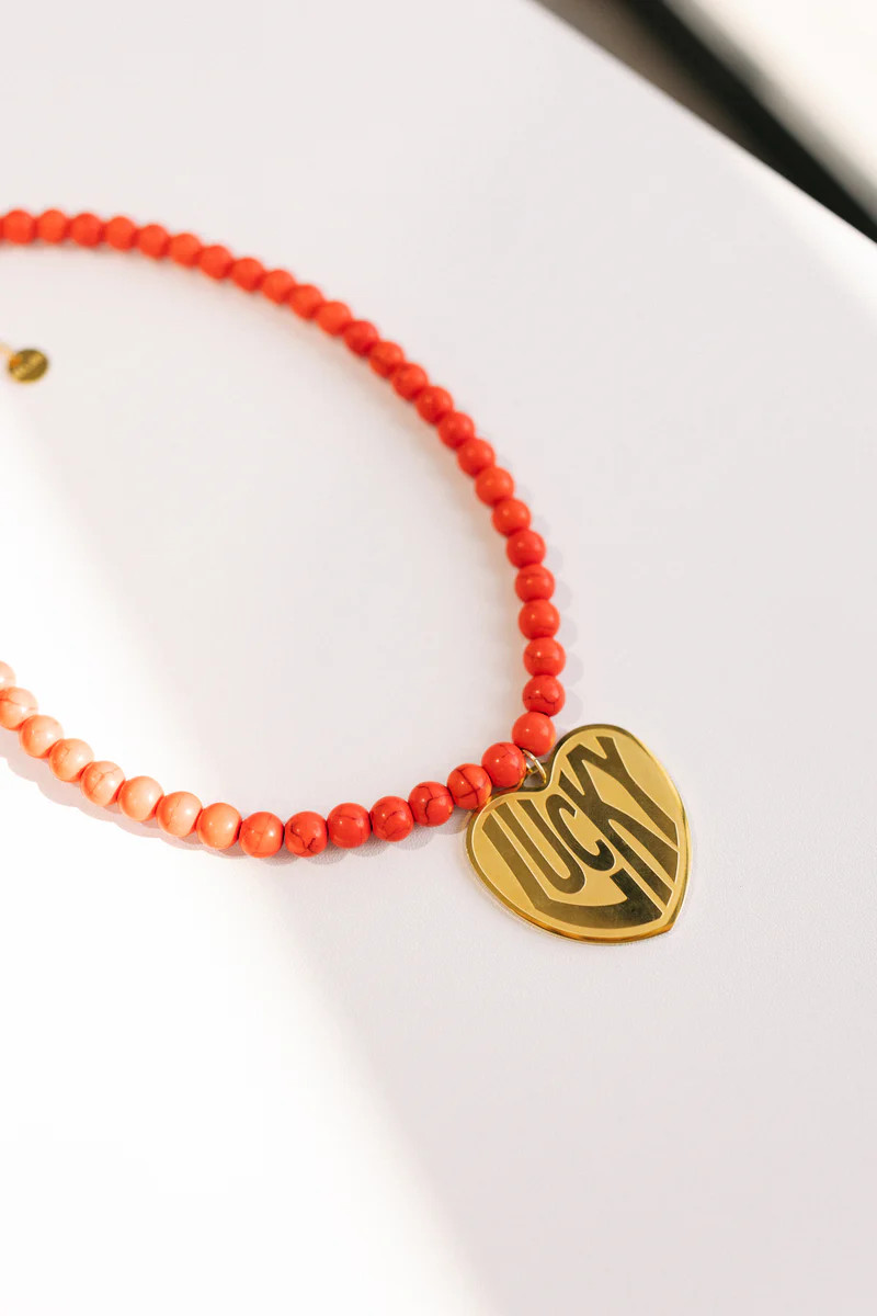 Lucky In Love Stone Necklace - Red | BÉLJOY