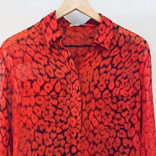 Equipment Red Leopard Animal Print Shirt Silk Size XS  | eBay | eBay US