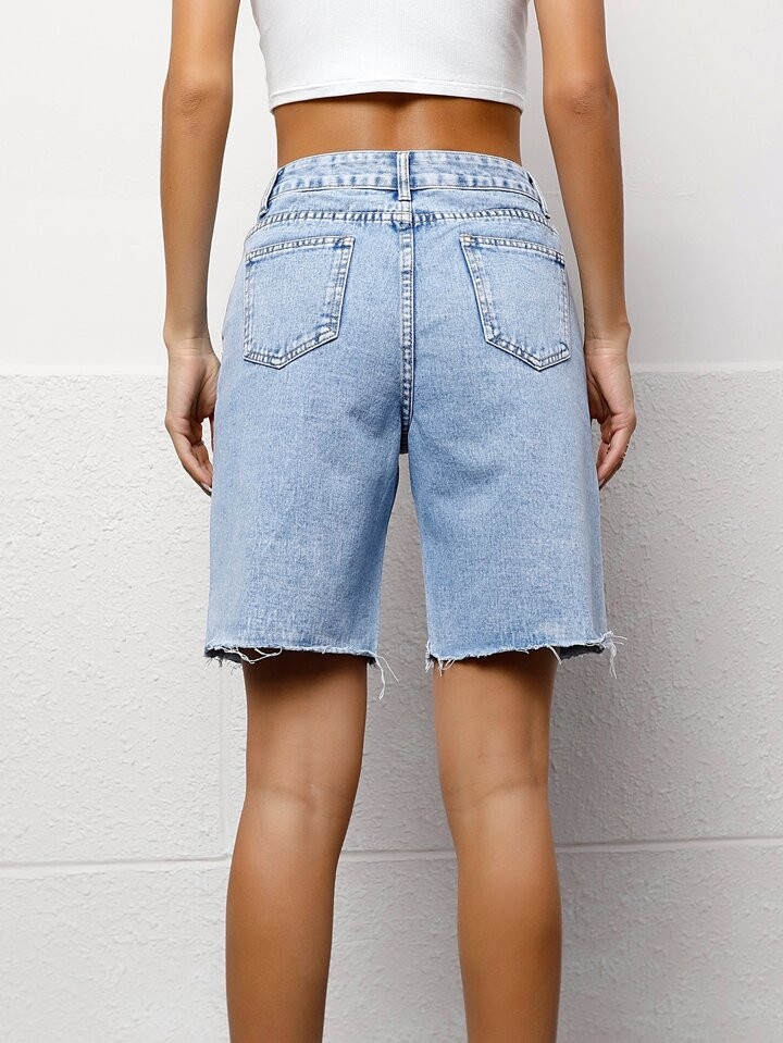 SHEIN EZwear Shorts bermuda bajo crudo mezclilla | SHEIN