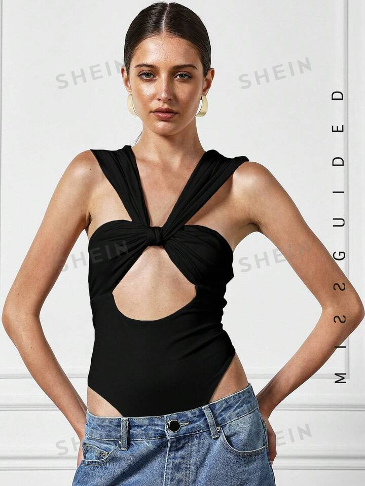 MISSGUIDED Twist Detail Cut Out Bodysuit | SHEIN USA | SHEIN