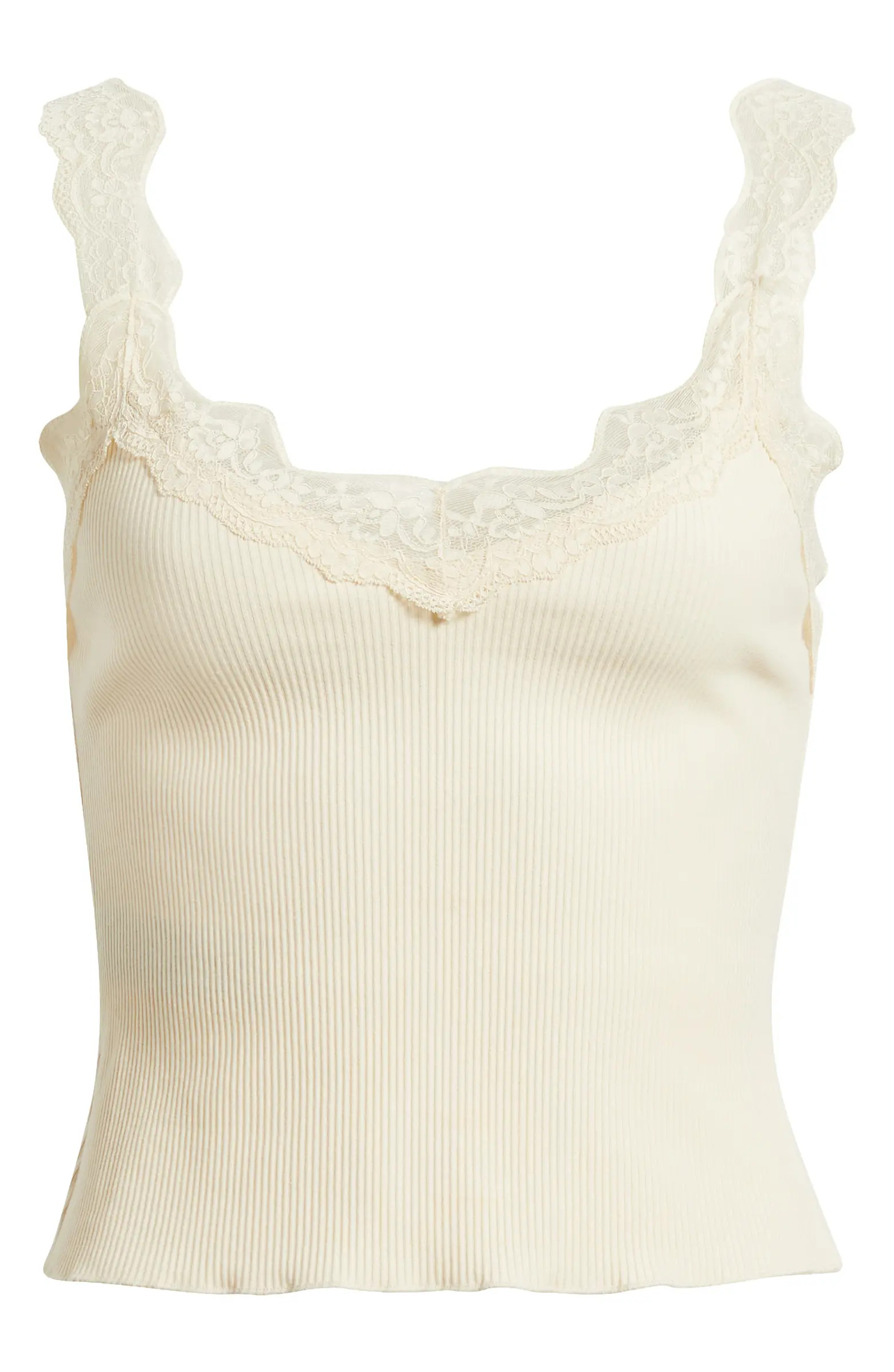 Raven Lace Trim Rib Tank | Nordstrom
