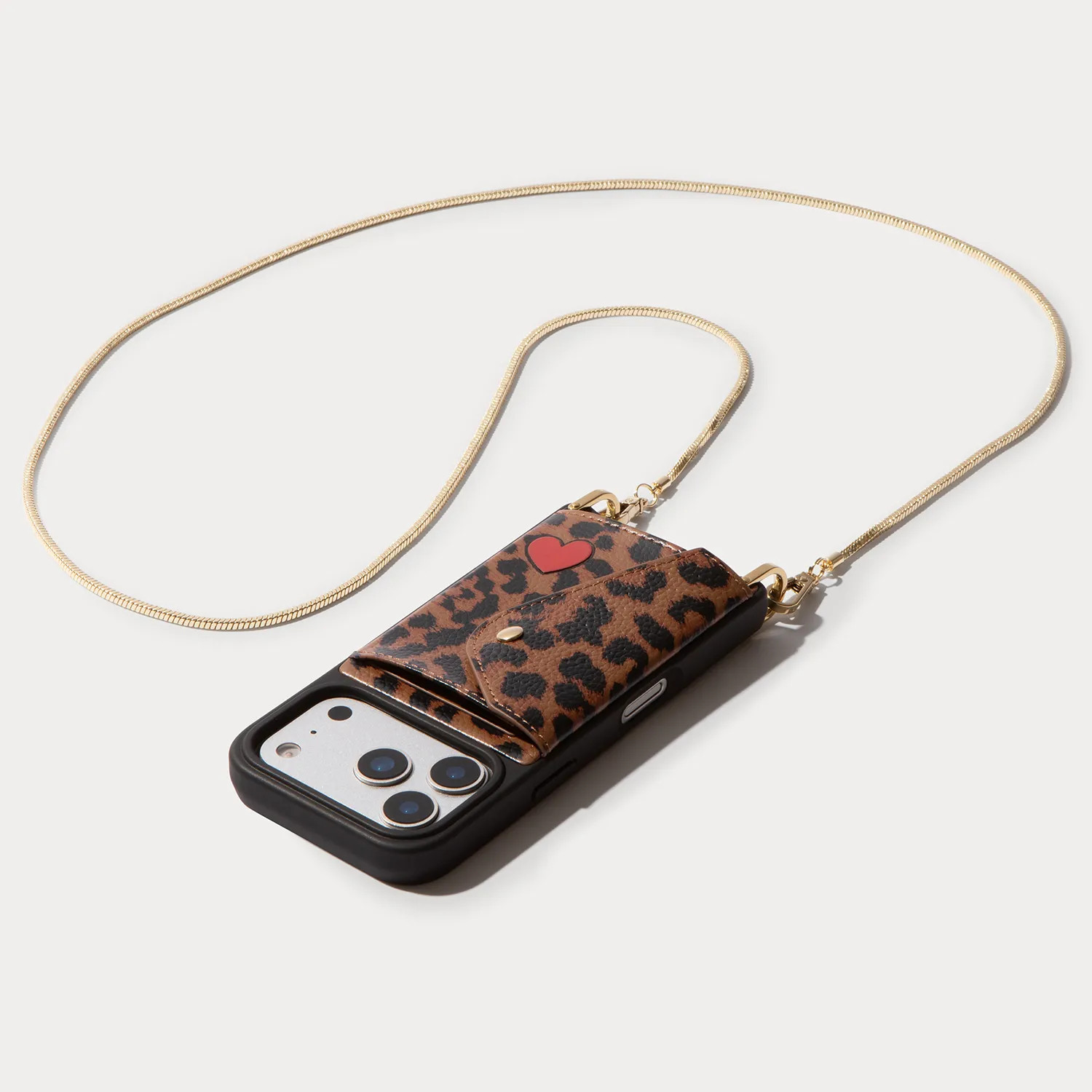 Gia Crossbody Phone Case - Heart Leopard/Gold | Bandolier