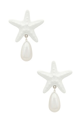 Julietta Starfish Drop Earrings in White & Pearl from Revolve.com | Revolve Clothing (Global)