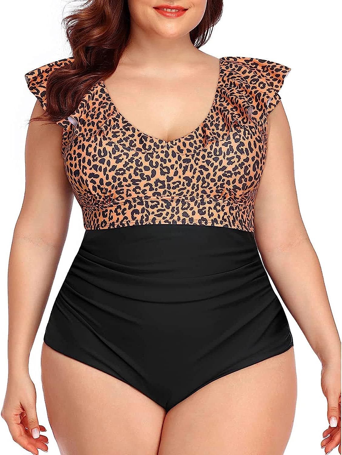 Daci Ruffled Plus Size One Piece Swimsuits for Women Flounce Tummy Control Bathing Suits Vintage ... | Amazon (US)