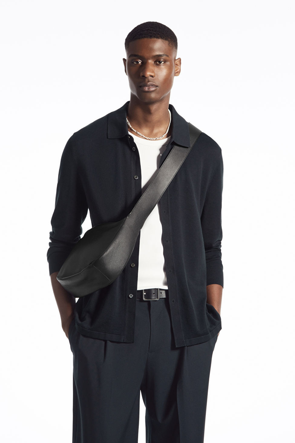 CROSSBODY SADDLE BAG - LEATHER - BLACK - COS | COS (EU)