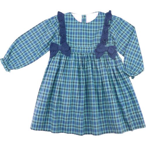 Navy And Green Plaid Bows Dress | Cecil and Lou
