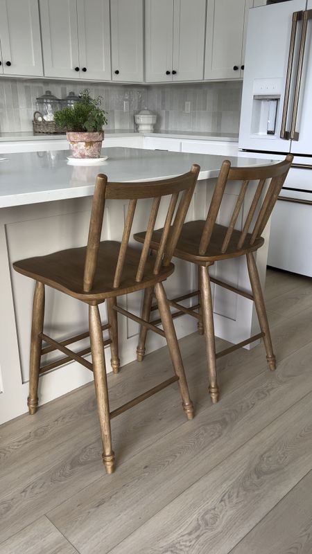 Affordable solid wood counter chairs from Target! Super sturdy and substantial with an antique primitive look. High back and wide seat make them perfect for families with kids! Homebyjulianne home decor find, kitchen decor, Target furniture 

#LTKSeasonal #LTKhome